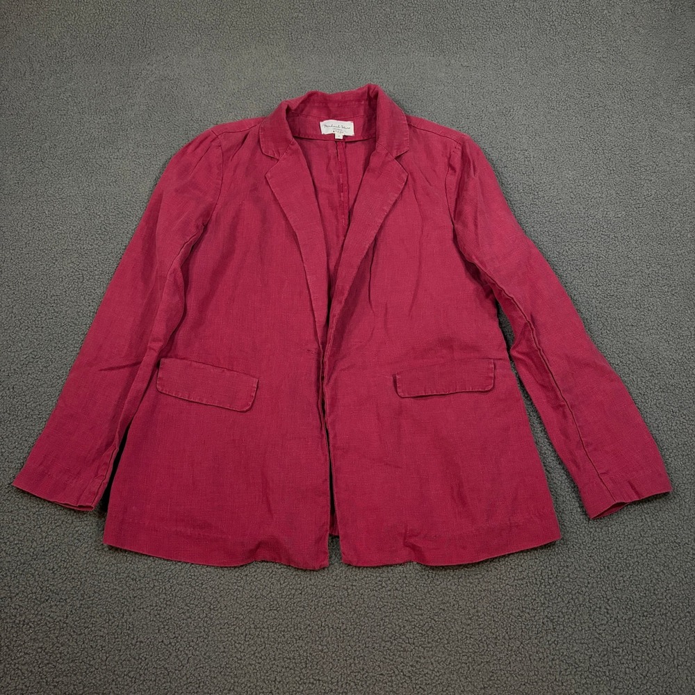 Michael Stars Blazer Women Medium Pink WNT82 100% Linen Lightweight Open Front